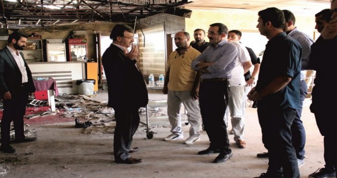 Başkan Türkmenoğlundan Yangında Hasar Gören İş Yerlerine Ziyaret