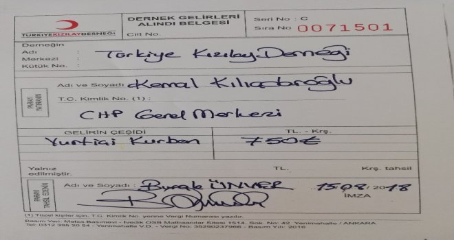 Kılıçdaroğlu, Kurban Vekaletini Türk Kızılayına Verdi