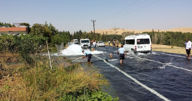 Nusaybinde İçme Suyu Borusu Patladı
