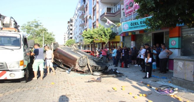 Aydında Bir Otomobil Takla Attı Ortalık Savaş Alanına Döndü