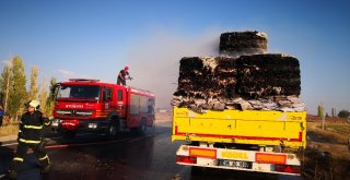 Aksarayda Kağıt Balyası Yüklü Tırda Yangın