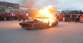 Kütahyada İtfaiye Ekiplerinden Nefes Kesen Tatbikat