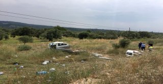 Manisada Tüp Kamyoneti Tarlaya Uçtu